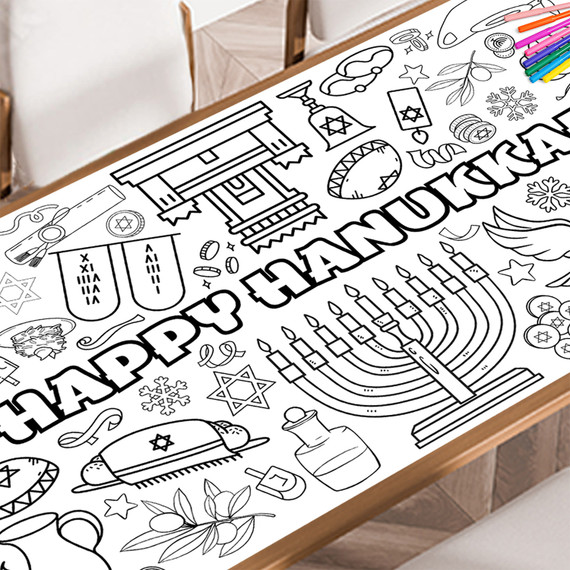 Hanukkah giant coloring poster — huge coloring pages for kids and adults