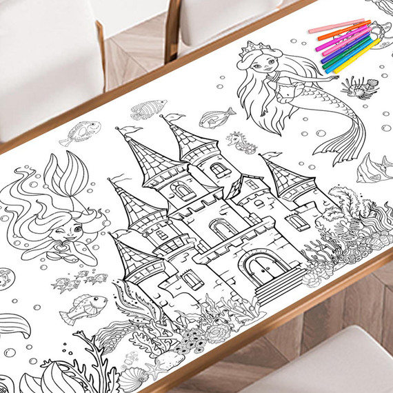 Mermaids Giant Coloring Poster (Teen) giant coloring poster — huge coloring pages for kids and adults