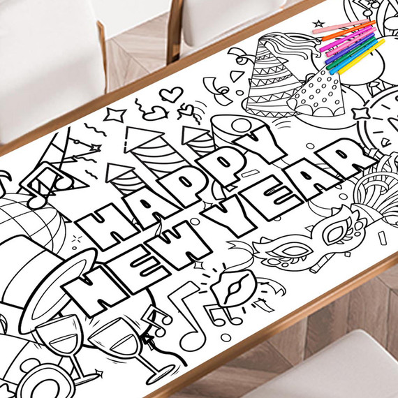 New Years Coloring Poster