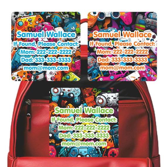 Gamer Mode emergency labels with gaming controller design