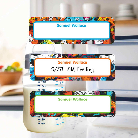 Gamer Mode small rectangle write-on labels — reusable waterproof