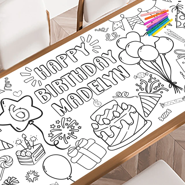 Customizable Birthday Coloring Poster &mdash; personalized with name and age