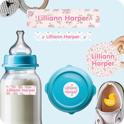 Baby label packs with 104 waterproof name labels