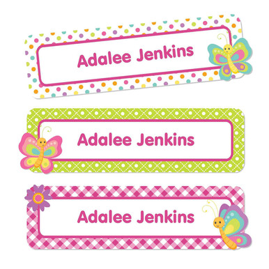 School Name Tags - Girl Name Labels, Watercolor Butterflies – Modish Labels