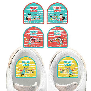 Animal SuperHeroes Shoe Stickers | Kids Shoe Labels