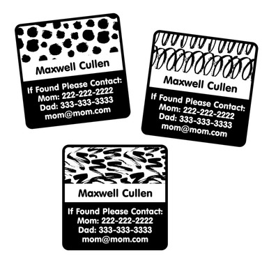 Black and White Abstract Pencil Labels