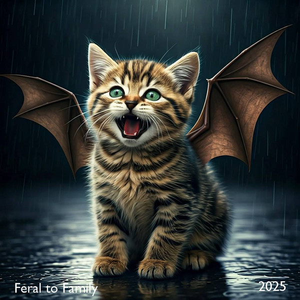 Feral to Family Art - 1 Tabby Kitten & Wings