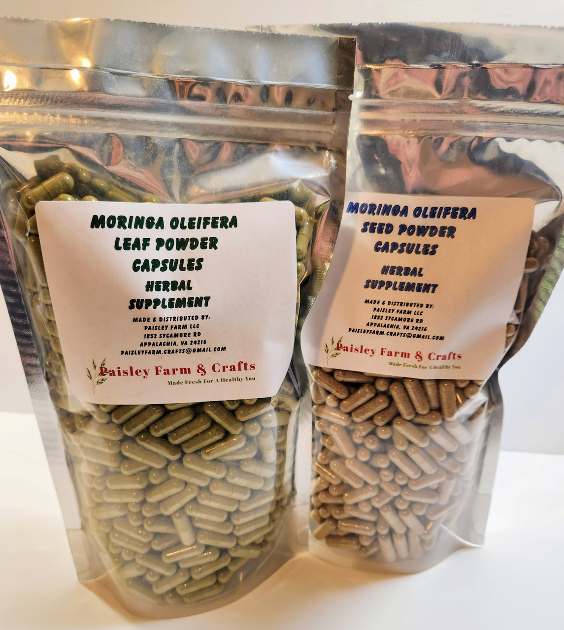 Moringa Leaf Powder Capsules & Moringa Seed Powder Capsules