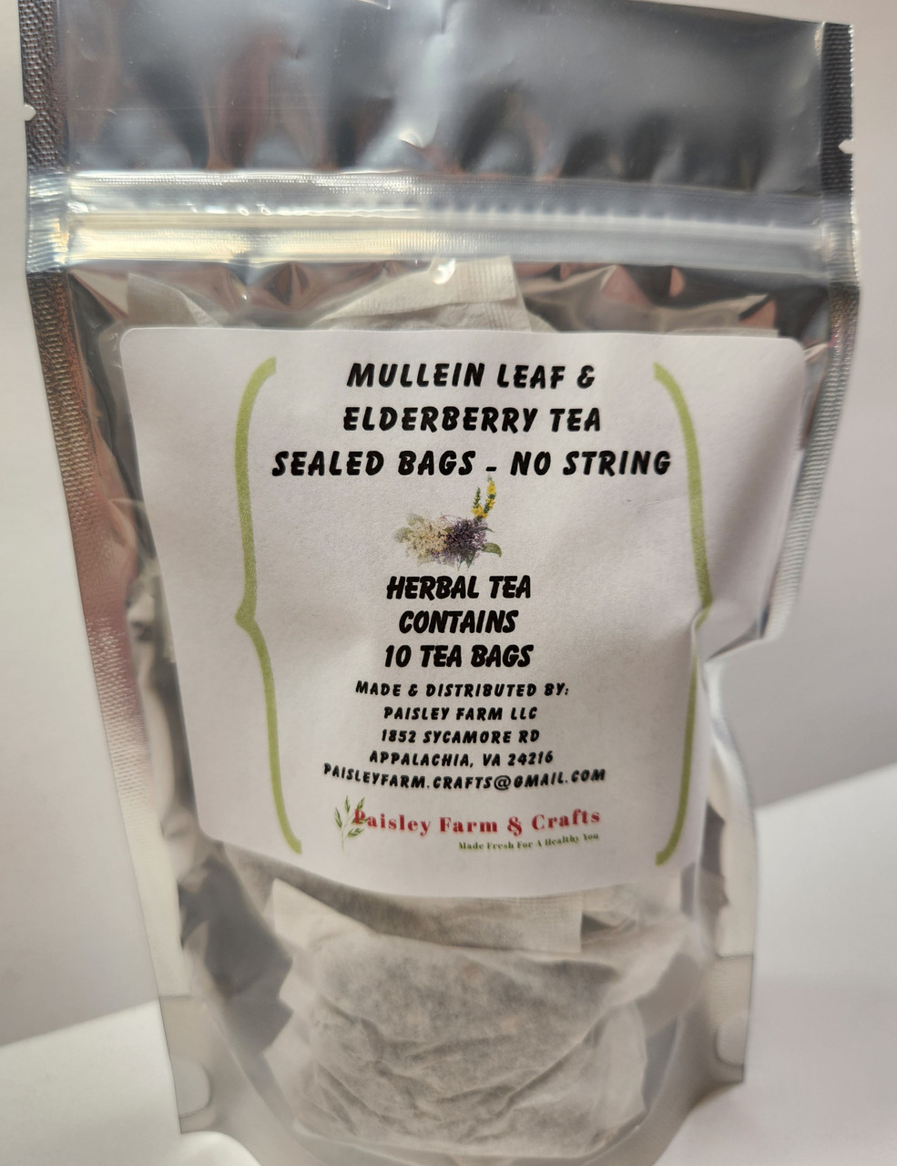 Mullein Leaf Elderberry Blend Tea Bags - Paisley Farm and Crafts