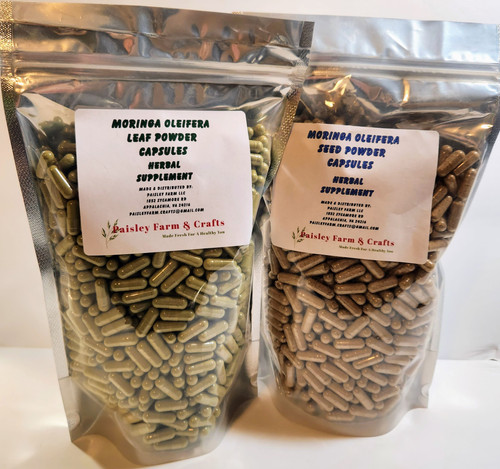 Moringa Leaf Powder Capsules & Moringa Seed Powder Capsules - Combo Packs - Made Fresh On Demand!