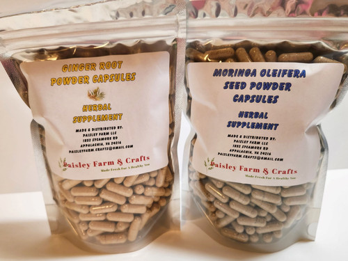 Combo! Moringa Seed Capsules & Ginger Root Capsules (300 each) - All Natural