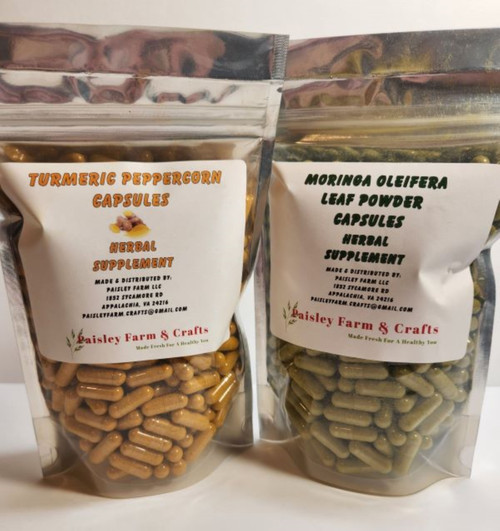 Turmeric Peppercorn and Moringa Leaf Capsule Combo Pack - 300 Each!