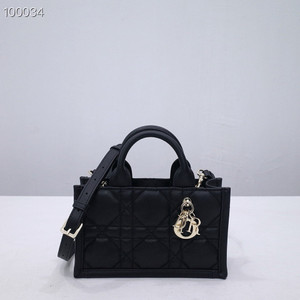 Christian Dior Mini Book Tote Bag 22cm Macrocannage Calfskin Leather, Black