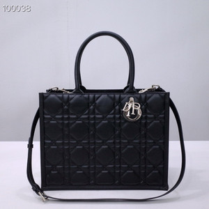 Christian Dior Large Book Tote Bag 36cm Macrocannage Calfskin Leather, Black