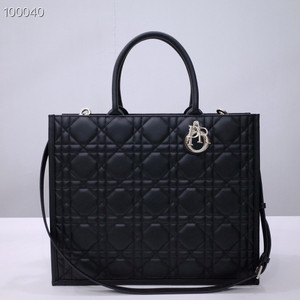 Christian Dior X-Large Book Tote Bag 42cm Macrocannage Calfskin Leather, Black