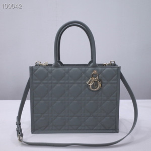 Christian Dior Large Book Tote Bag 36cm Macrocannage Calfskin Leather, Stone Gray