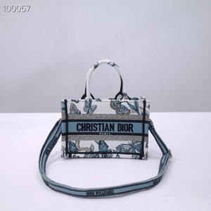 Christian Dior Mini Book Tote Bag 22cm Butterfly Zodiac Embroidery, Blue And White