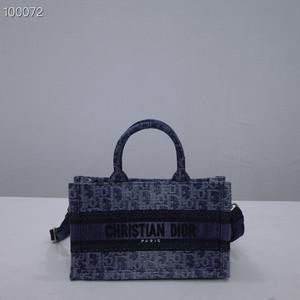 Christian Dior Mini Dior Book Tote Bag 22cm Denim Dior Oblique Embroidery, Blue