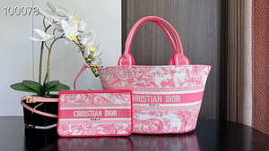 Christian Dior Dioriviera Hat Basket Bag 35cm Toile de Jouy Embroidery, Candy Pink