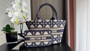 Christian Dior Hat Basket Bag 35cm Macrocannage Embroidery, Blue