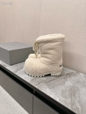 Balenciaga Alaska Shearling Faux-Fur High Boots, White