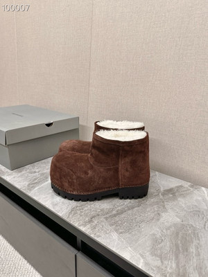 Balenciaga Alaska Split Calfskin Faux-Fur Bootie, Dark Brown