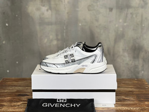 Givenchy Nfnty-52 Sneakers Mesh Calfskin Leather, White/Silver