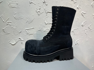 Balenciaga Stomper Boots Suede Calfskin Leather, Black