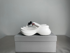Balenciaga Women's Platform Thong Croc Slides, White