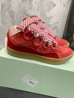 Lanvin Curb Sneakers Napa Leather Sneakers, Red