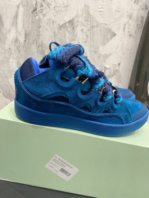 Lanvin Curb Sneakers Napa Leather Sneakers, Dark Blue