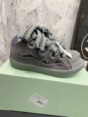 Lanvin Curb Sneakers Napa Leather Sneakers, Grey