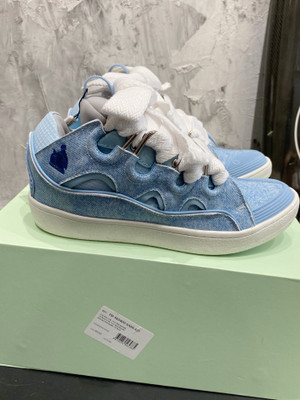 Lanvin Curb Sneakers Denim/Napa Leather Sneakers, Light Blue