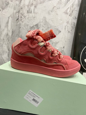 Lanvin Curb Sneakers Napa Leather Sneakers, Sherbert Pink