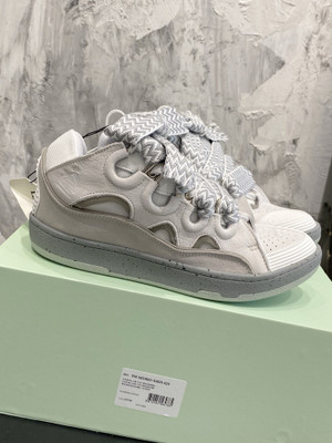 Lanvin Curb Sneakers Suede/Napa Leather Sneakers, Grey