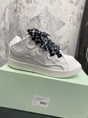 Lanvin Curb Sneakers Suede/Napa Leather Sneakers,  White