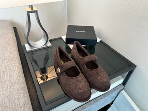 Chanel Mary Jane Ballet Flats Women Shearling Fur, Calfskin 2024/25 Métiers D'art Collection, Dark Brown