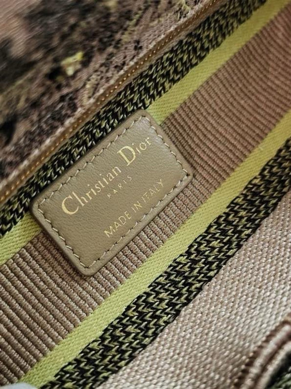 Christian Dior Lady D-Lite Medium Bag 24cm Toile de Jouy Embroidery, Gold/Black