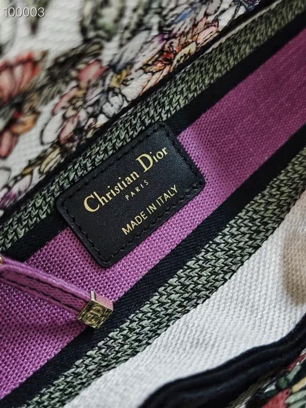 Christian Dior Lady D-Lite Medium Bag 24cm 4 Saisons Été Embroidery, White Multicolor