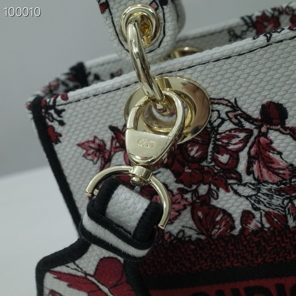 Christian Dior Lady D-Lite Medium Bag 24cm Le Cœur des Papillons Pietro Ruffo, White and Red