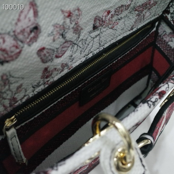 Christian Dior Lady D-Lite Medium Bag 24cm Le Cœur des Papillons Pietro Ruffo, White and Red