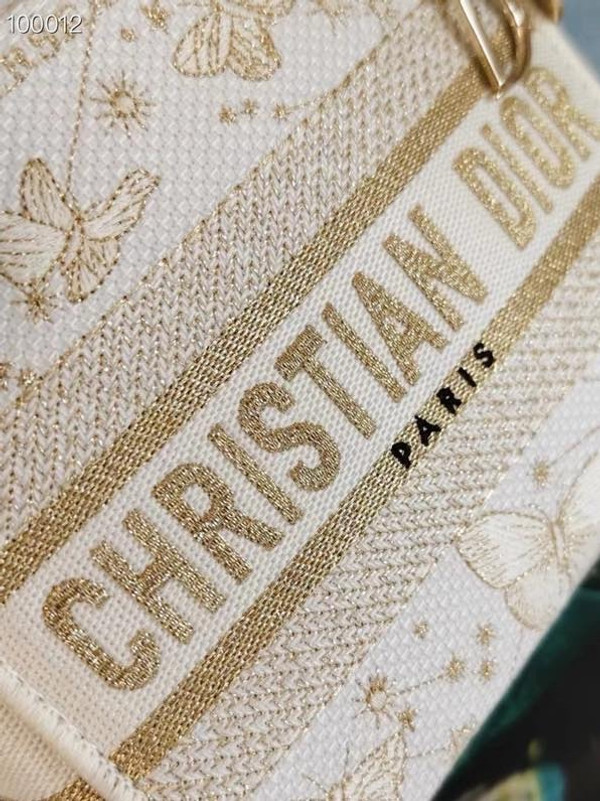 Christian Dior Lady D-Lite Mini Bag 18cm Butterfly Around The World Motif Pietro Ruffo Embroidery, White and Gold-Tone