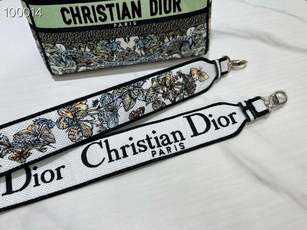 Christian Dior Lady D-Lite Medium Bag 24cm Butterfly Around The World Pietro Ruffo Embroidery, White and Green