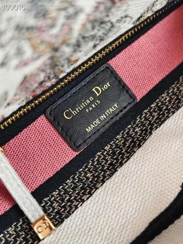 Christian Dior Lady D-Lite Medium Bag 24cm Butterfly Around The World Pietro Ruffo Embroidery, White and Pastel Pink