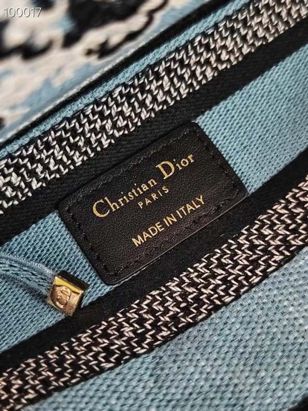 Christian Dior Lady D-Lite Medium Bag 24cm Butterfly Bandana Embroidery, Denim Blue Multicolor