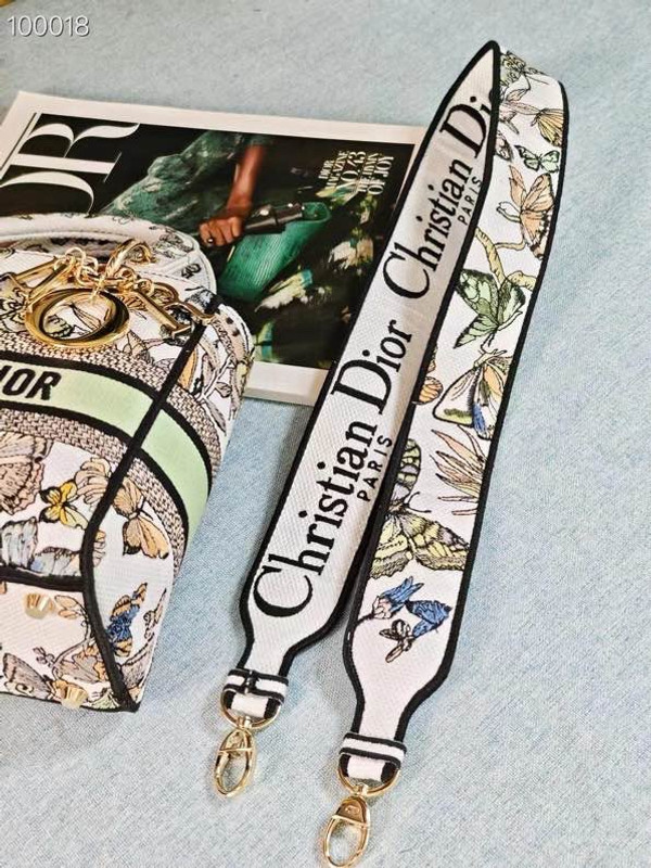 Christian Dior Lady D-Lite Medium Bag 24cm Toile de Jouy Mexico Embroidery, White Multicolor