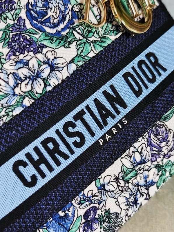 Christian Dior Lady D-Lite Medium Bag 24cm Flowers Constellation Embroidery, White Multicolor