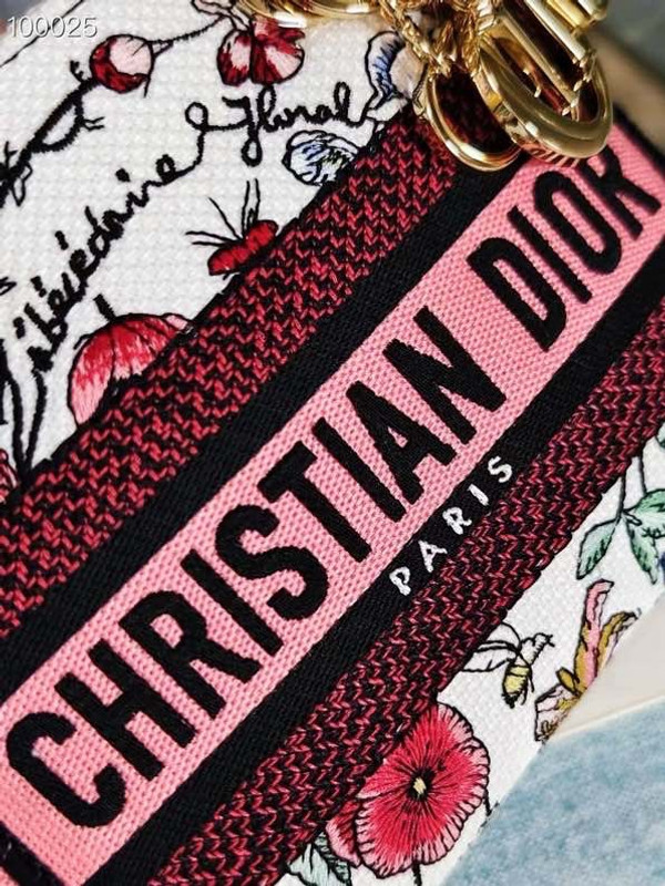 Christian Dior Lady D-Lite Mini Bag 18cm Florilegio Embroidery, White Multicolor