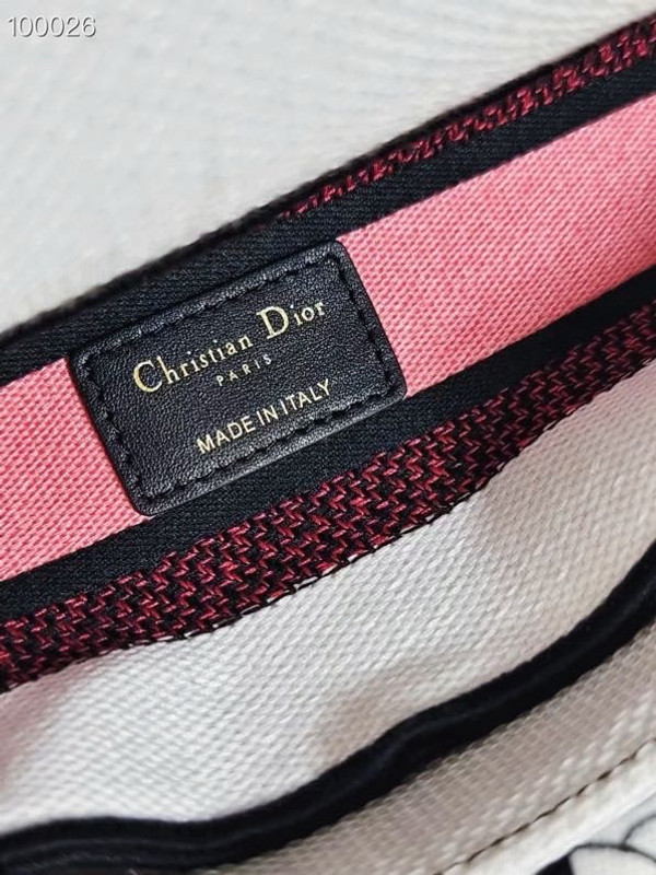 Christian Dior Lady D-Lite Medium Bag 24cm Florilegio Embroidery, White Multicolor