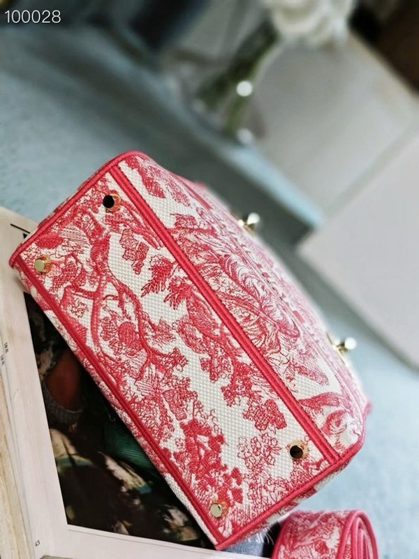 Christian Dior Lady D-Lite Medium Bag 24cm Toile de Jouy Embroidery, Candy Pink